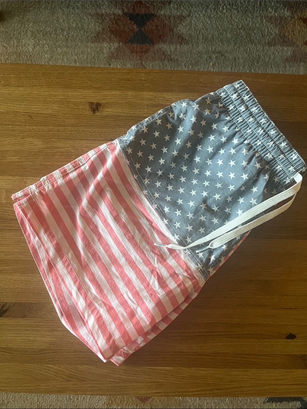 chubbies red , white , and blue Striped Drawstring swim shorts